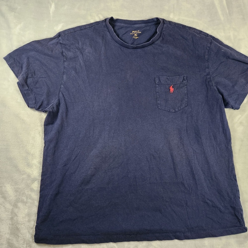 Polo Ralph Lauren Mens XL Navy Blue Pocket T-Shirt Classic Fit Crewneck Preppy